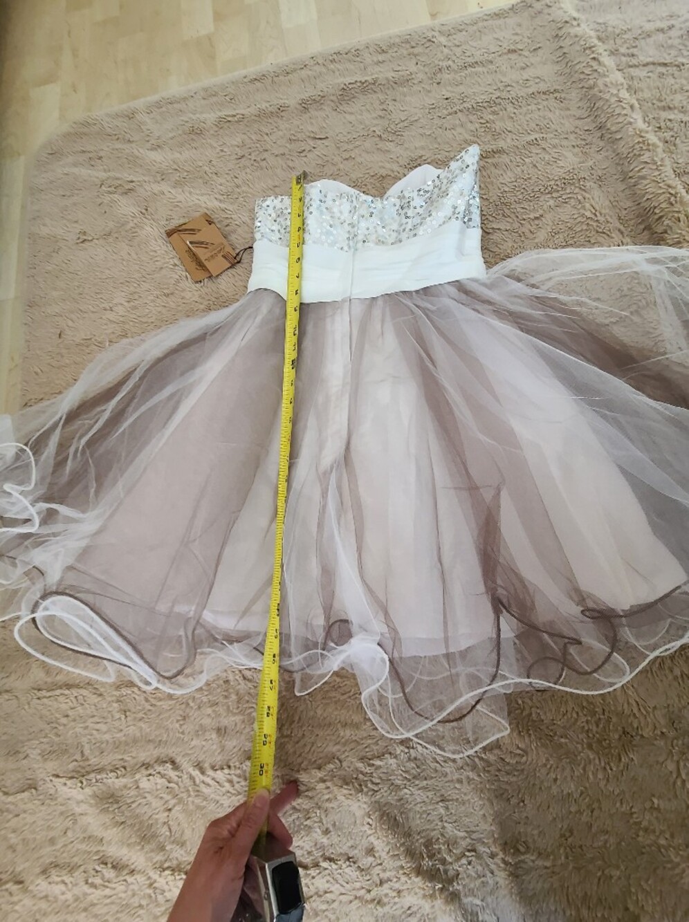 Nwt Light In The Box Silver Sequin & White Tulle Party Dress Size 6 - Picture 7 of 12